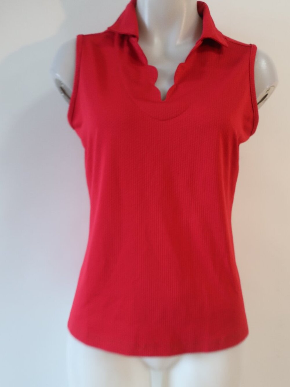 Womens Pebble Beach Dry Luxe Red (Item- 84) Sleeveless Polo Golf Shirt Top L